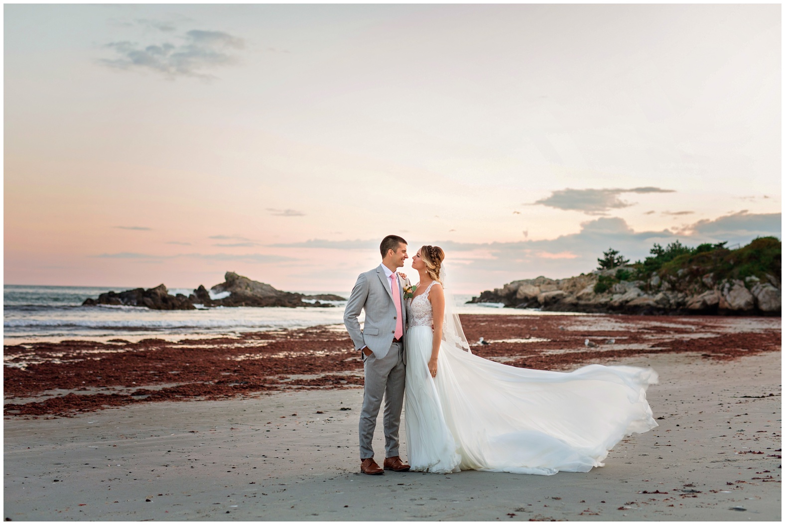 Sunset Beach Wedding at Bailey's Beach, Newport RI