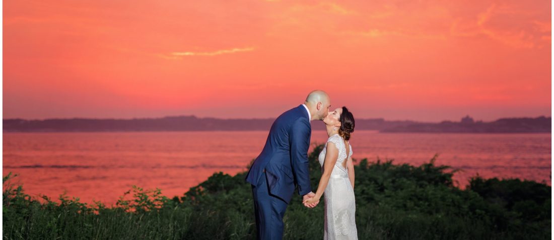 Bride & Groom at Sunset - Intimate Wedding at Castle Hill Inn in Newport, Rhode Island