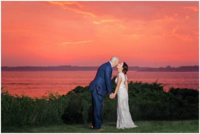 Bride & Groom at Sunset - Intimate Wedding at Castle Hill Inn in Newport, Rhode Island