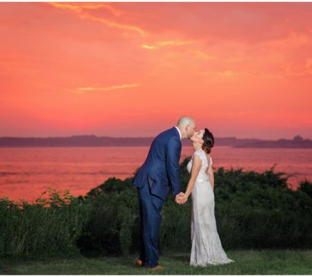 Bride & Groom at Sunset - Intimate Wedding at Castle Hill Inn in Newport, Rhode Island