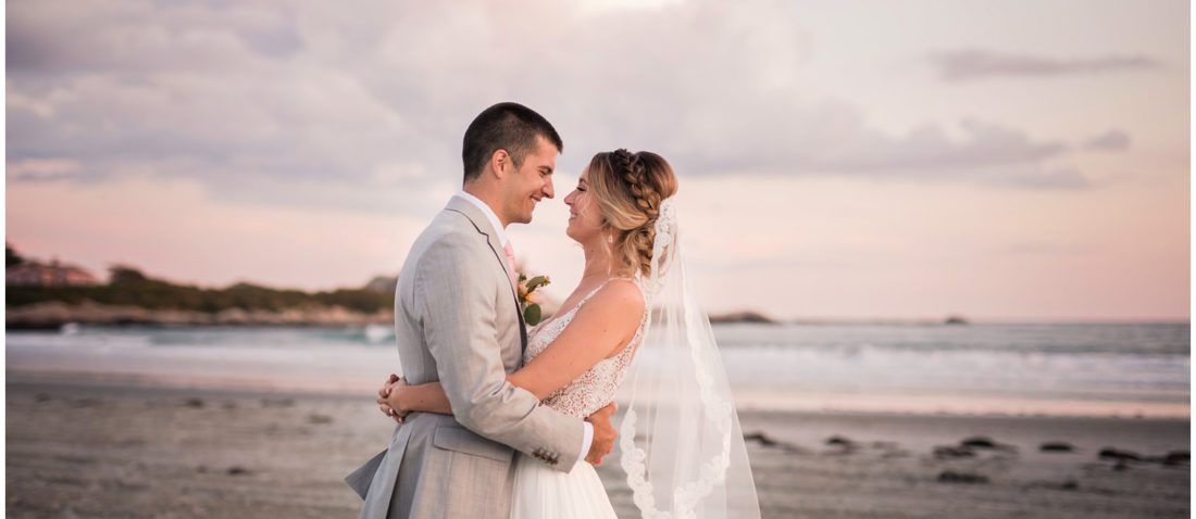 Sunset Wedding by the Ocean at Bailey's Beach in Newport, Rhode Island