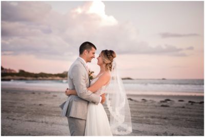 Sunset Wedding by the Ocean at Bailey's Beach in Newport, Rhode Island