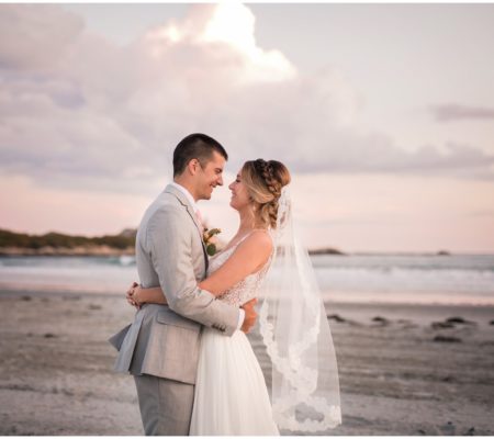 Sunset Wedding by the Ocean at Bailey's Beach in Newport, Rhode Island