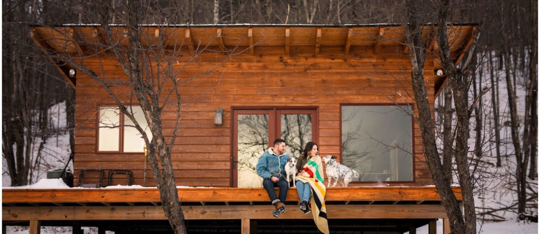 Vermont winter engagement session in waterbury VT