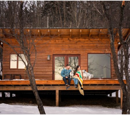 Vermont winter engagement session in waterbury VT