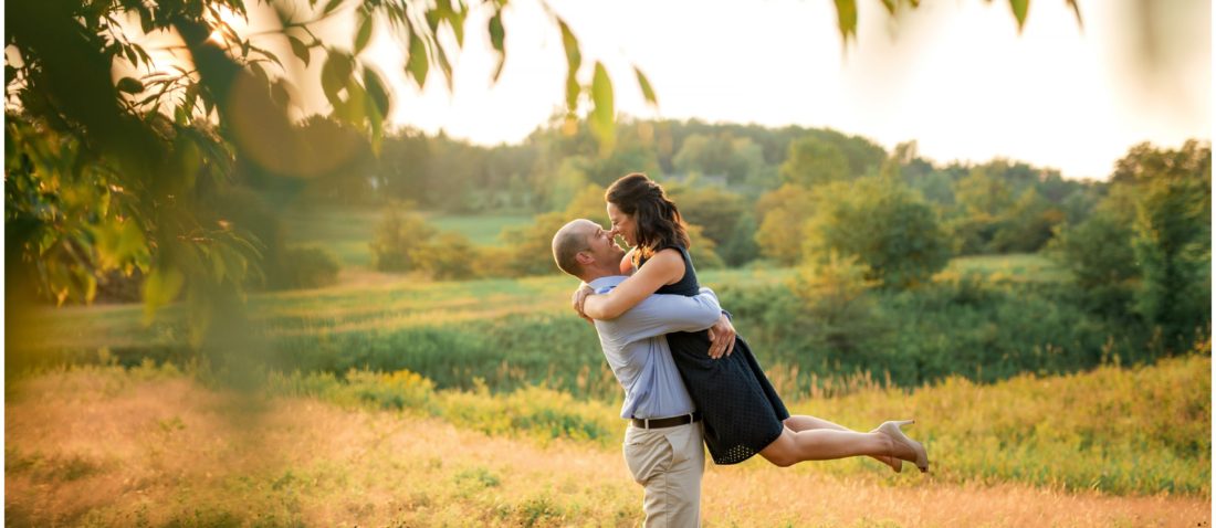 Vermont sunset countryside engagement session