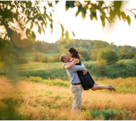 Vermont sunset countryside engagement session