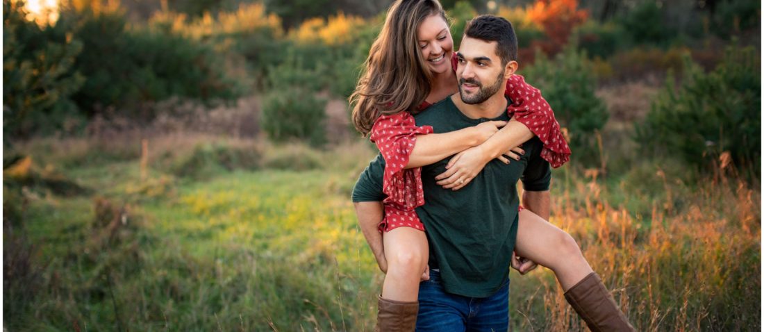 golden hour woodsy fall engagement session rhode island