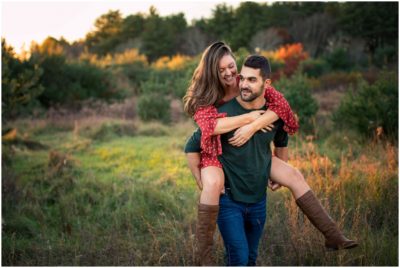 golden hour woodsy fall engagement session rhode island